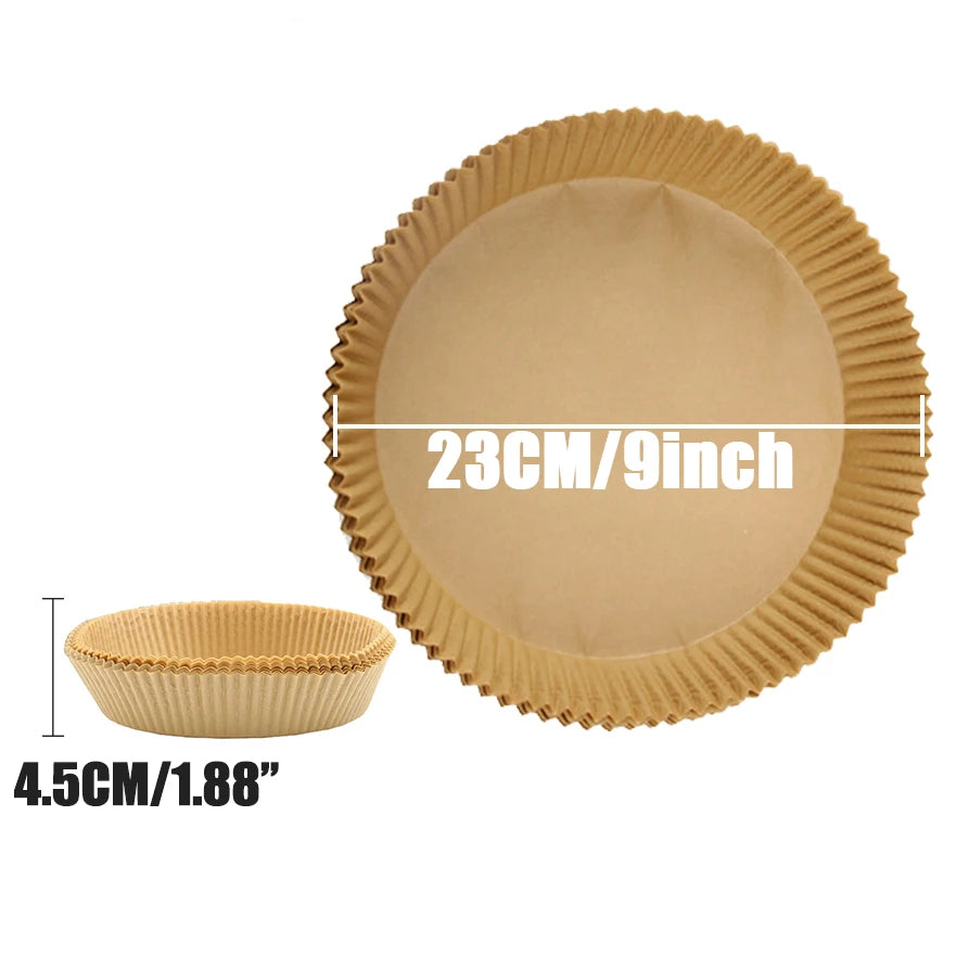 100 قطعة من بطانات ورقية مربعة كبيرة مقاس 23 سم لمقلاة الهواء - صواني خبز غير لاصقة للاستخدام مرة واحدة