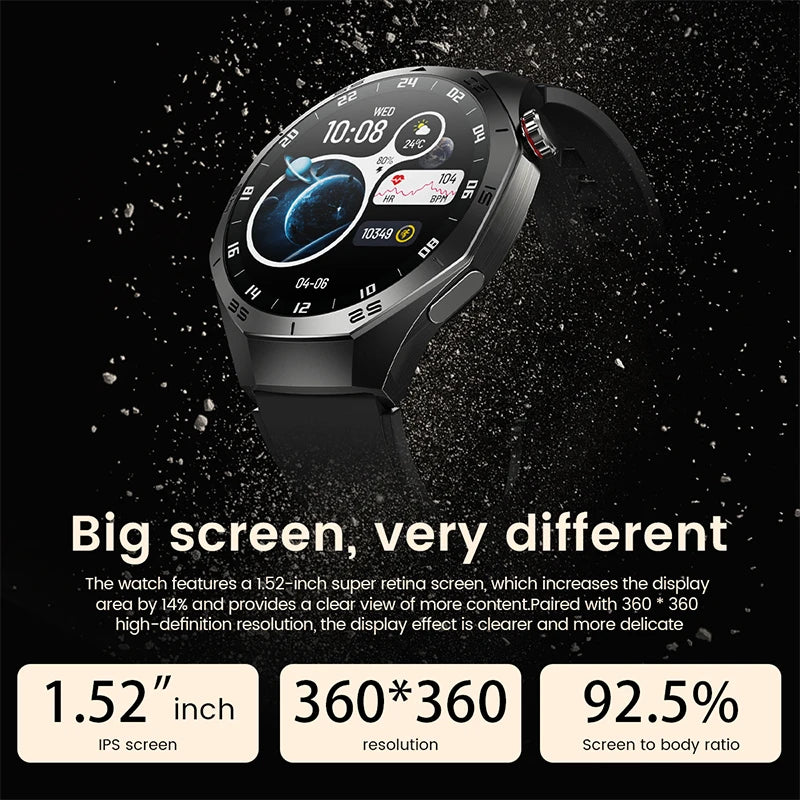 2025 Smart Watch for Men – AMOLED Screen, GPS, Heart Rate, Bluetooth Calls & Waterproof