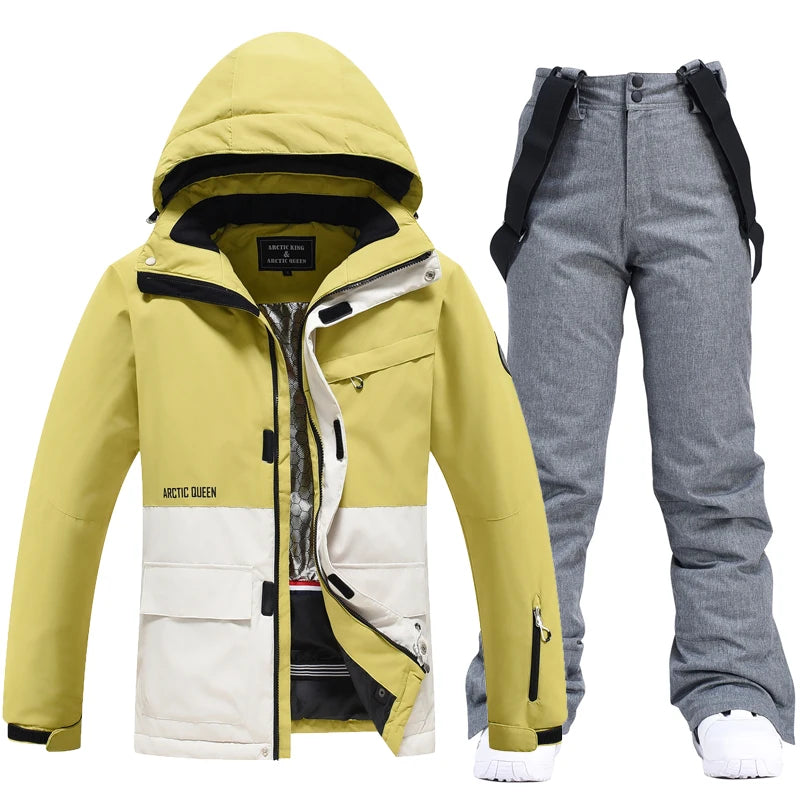 Men & Women Snow Suit Set – Warm -30°C Ski Jacket and Pants, Fashion Winter Snowboarding Clothing, Unisex