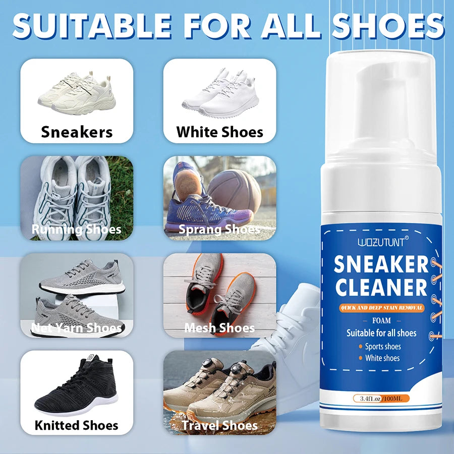 100 ml White Shoe Cleaner – No-Wash Dry Cleaning Foam for Suede, Sheepskin, Matte Leather & Sneakers