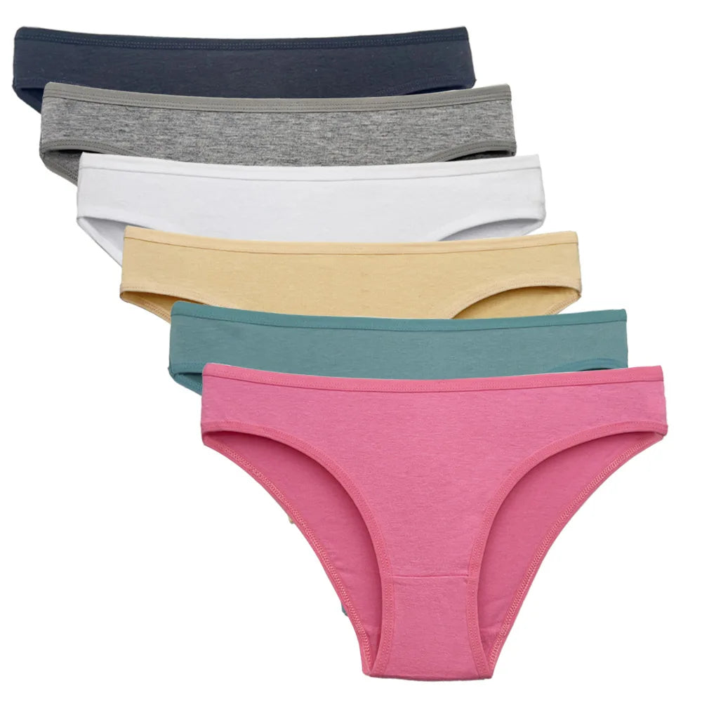 5PCS Set Women's Cotton Lace Low Waist Panties Sexy Underwear Briefs M-XL