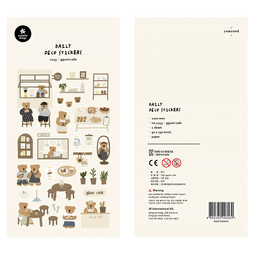 ملصقات يومية كورية كاواي من سواتيلييه - مجموعة ديكورات مكتبية أصلية للقصاصات اليدوية والمجلات