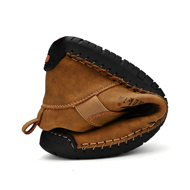 2025 Men’s Leather Sneakers – Handmade Breathable Leather Shoes, Casual Ankle Boots & Outdoor Footwear