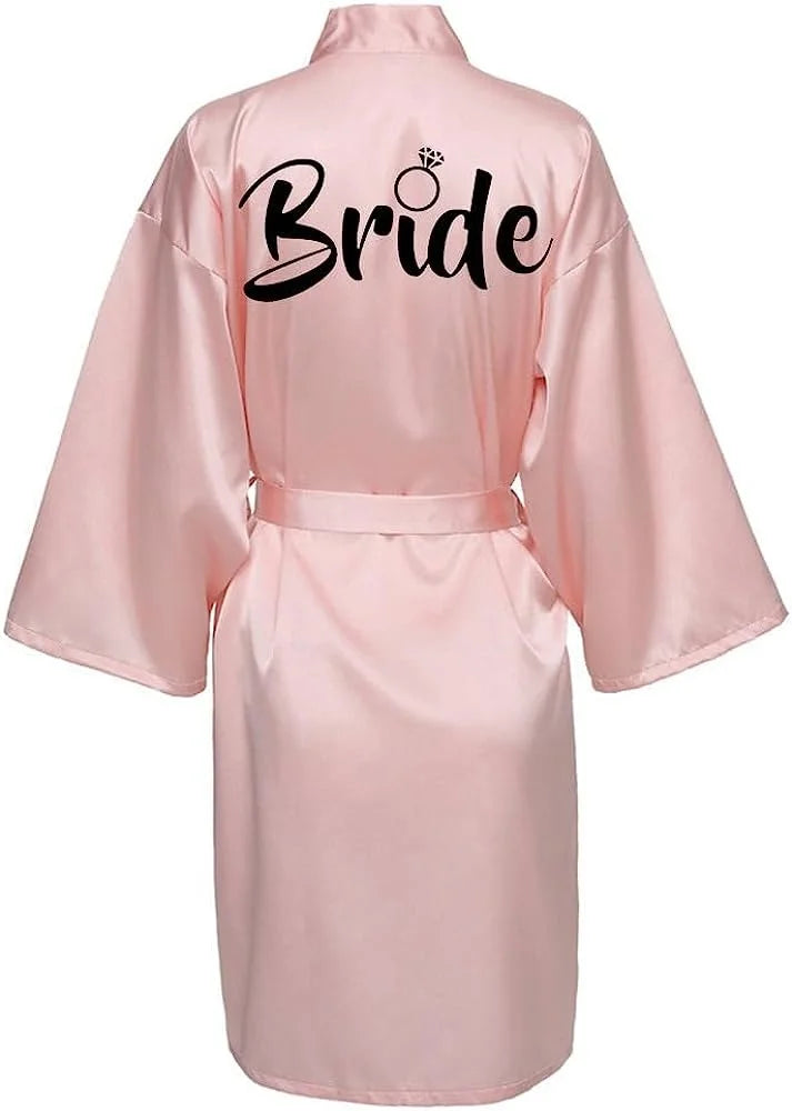 Women's Satin Silk Robe | Wedding Bathrobe Bride & Bridesmaid Sleepwear Gown M030