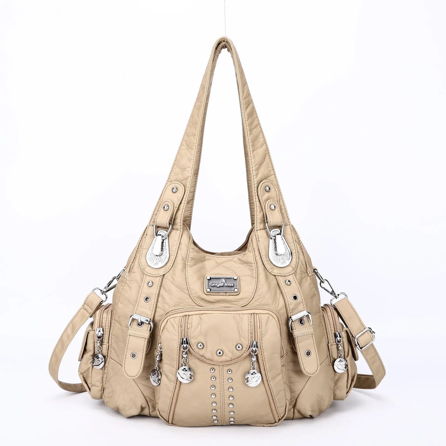 حقيبة يد نسائية من جلد البولي يوريثان من Angel kiss - حقيبة كتف أنيقة، حقيبة كبيرة وحقيبة يد كبيرة