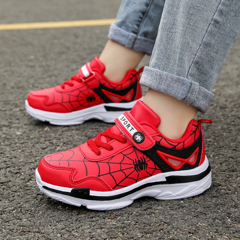 Boys Red PU Leather Sneakers | Kids Casual & Sports Shoes