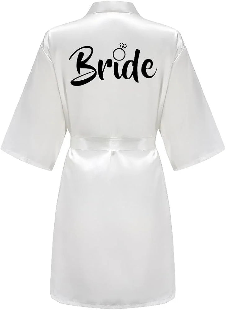 Women's Satin Silk Robe | Wedding Bathrobe Bride & Bridesmaid Sleepwear Gown M030