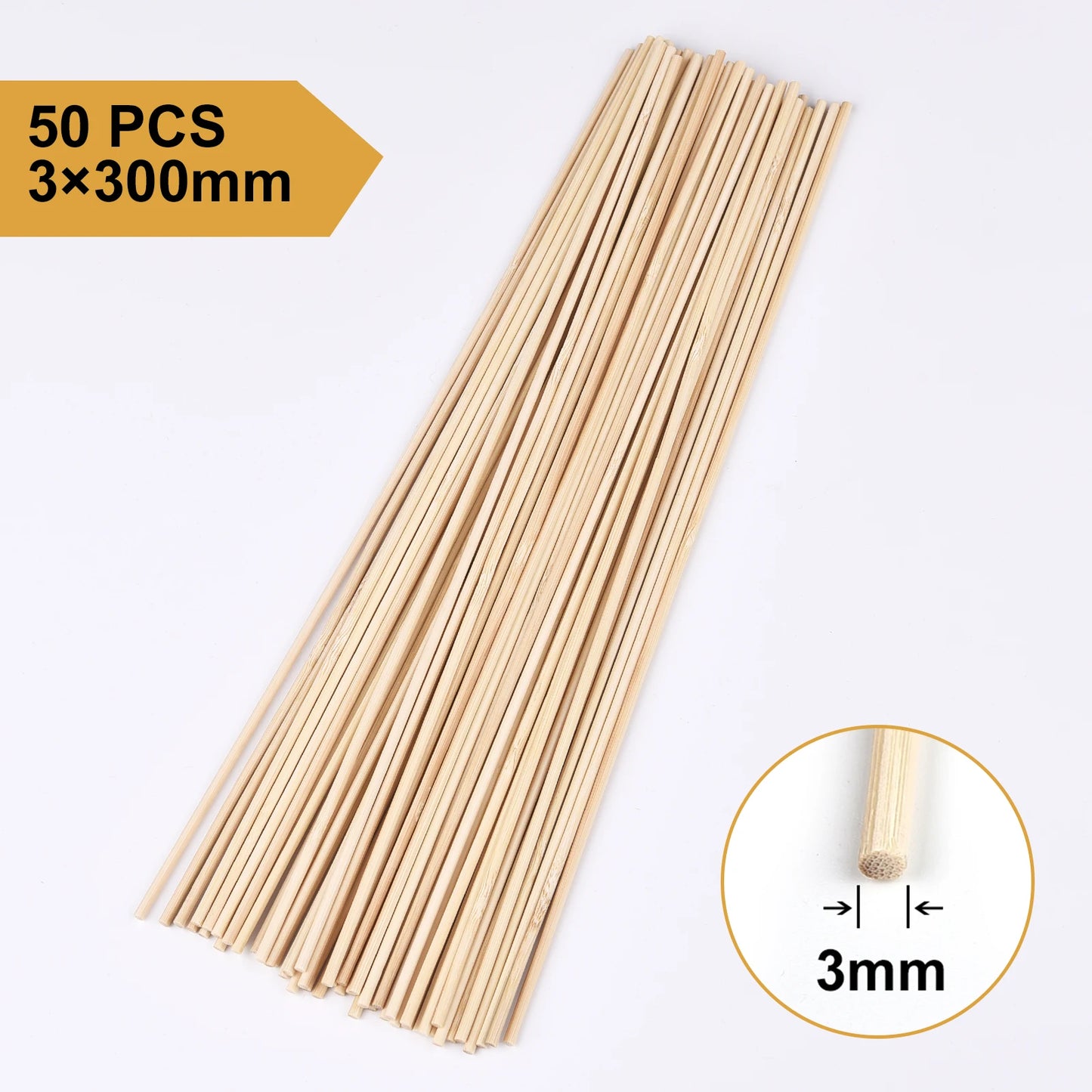 20–50pcs 30cm Round Wooden Bamboo Sticks – DIY Craft Material for Handmade Projects, Model Building & Woodworking