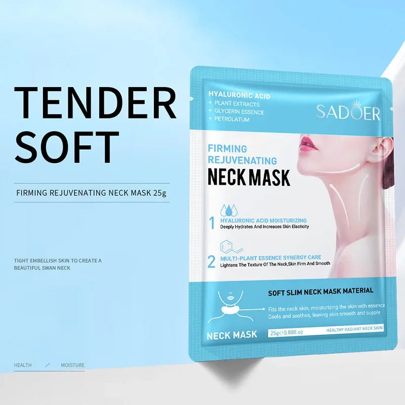 SADOER Hyaluronic Acid Neck Mask • Collagen Firming & Brightening Neck Skincare • Hydrating & Nourishing (10pcs)