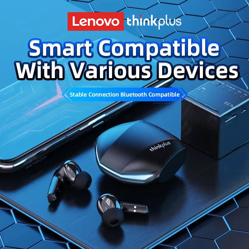 سماعات لينوفو GM2 Pro بلوتوث 5.3 | سماعة رأس لاسلكية ستيريو 9D مزودة بميكروفون، وضعي موسيقى/ألعاب مزدوجين