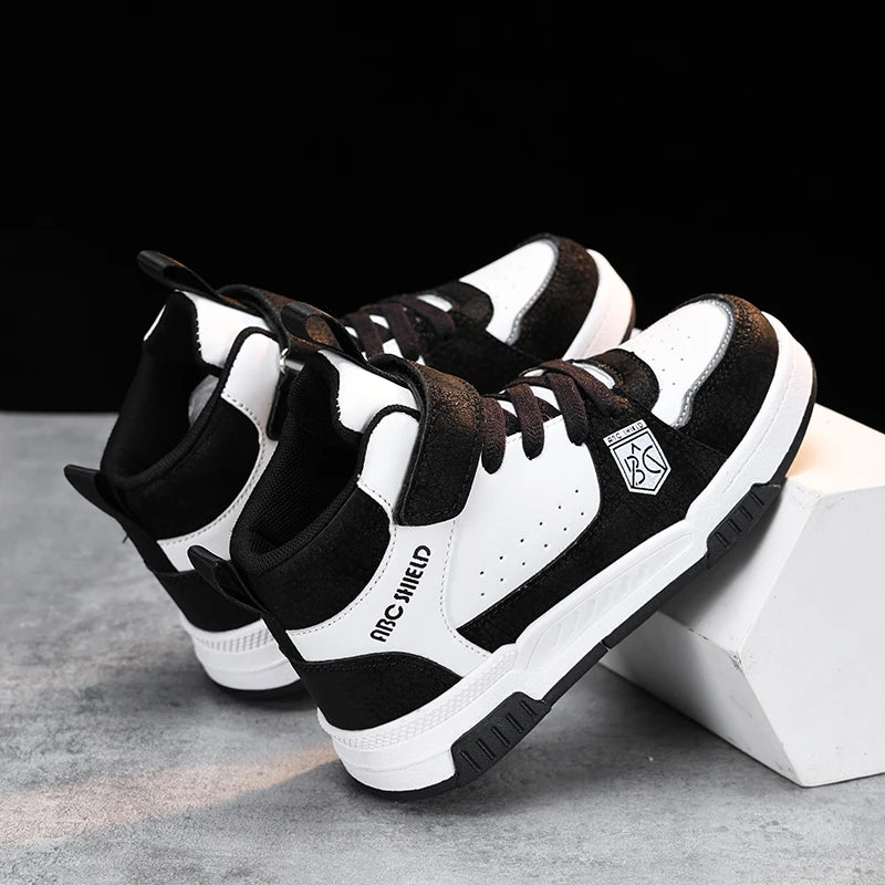 Kids High Top Sneakers | Waterproof Leather Non-Slip Casual Sport Shoes for Boys & Girls