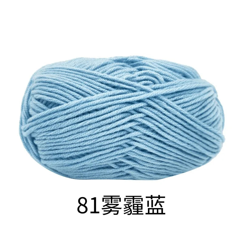 40–50g 4-Ply Milk Cotton Yarn (80%) – Dyed Knitting & Crochet Yarn for Sweaters, Hats, Dolls & Crafts