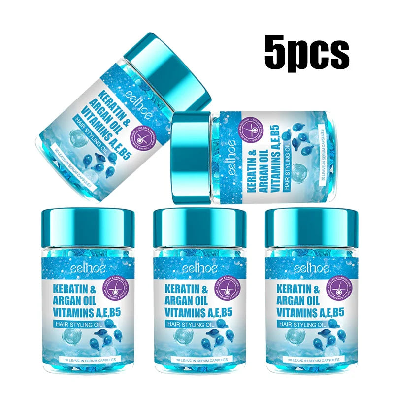 Magic Keratin Hair Vitamin Capsules with Argan Oil & Vitamins A, E, B5 – Deep Repair & Shine Boost for Dry, Frizzy Hair