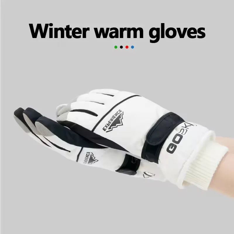Unisex Winter Ski Gloves – Thick Waterproof Windproof Riding & Outdoor Sports Gloves with Tightened Cuffs and Touchscreen Design