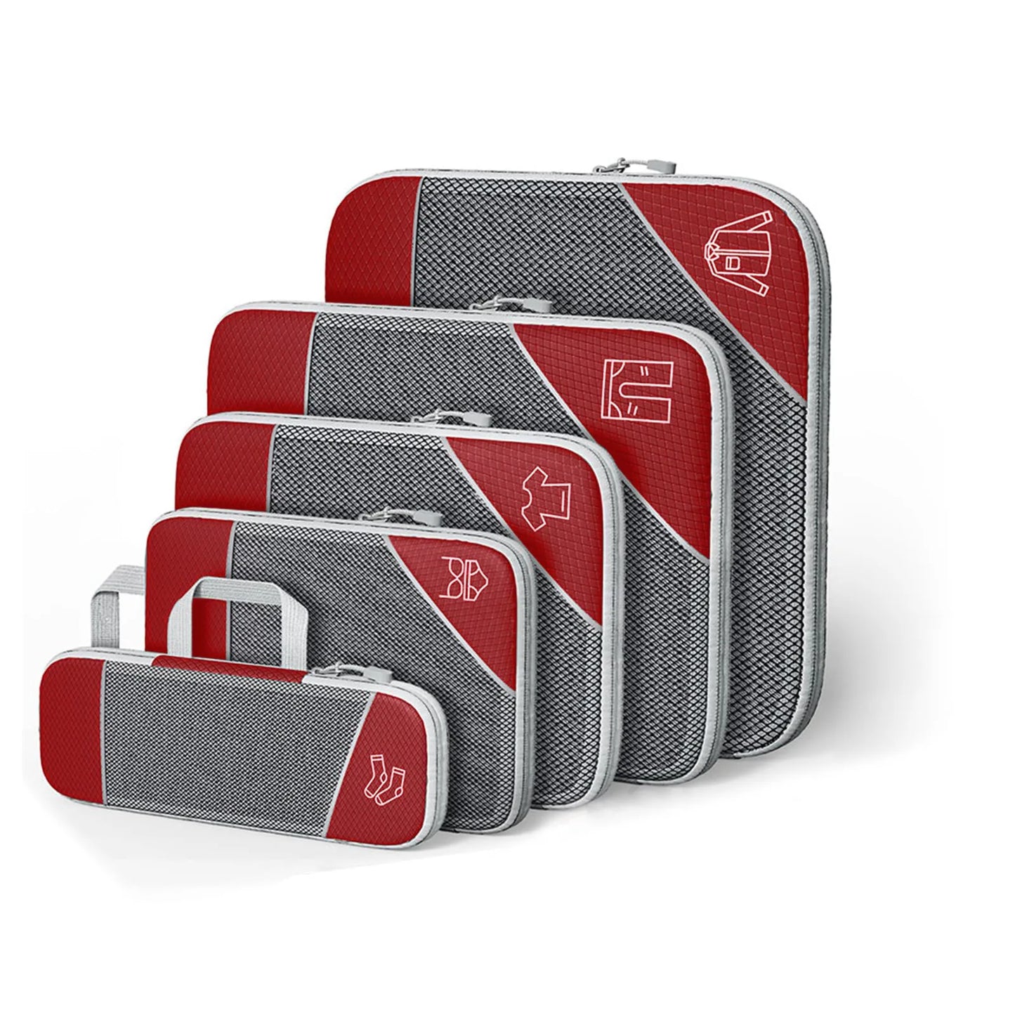 5PCS Travel Compressed Packing Cubes Set | Lightweight Portable Luggage Organizer with Shoe Bag & Mesh Storage