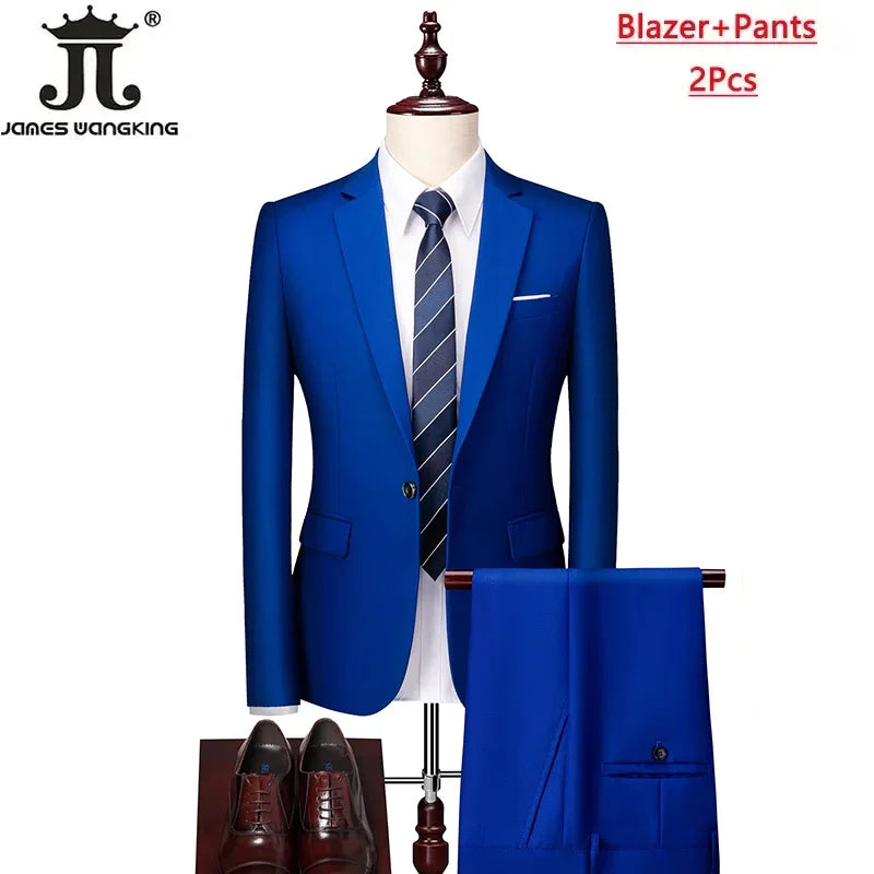 M-6XL 15 Colors Men's 3-Piece Formal Suit – Jacket, Vest & Pants for Business, Groom & Wedding