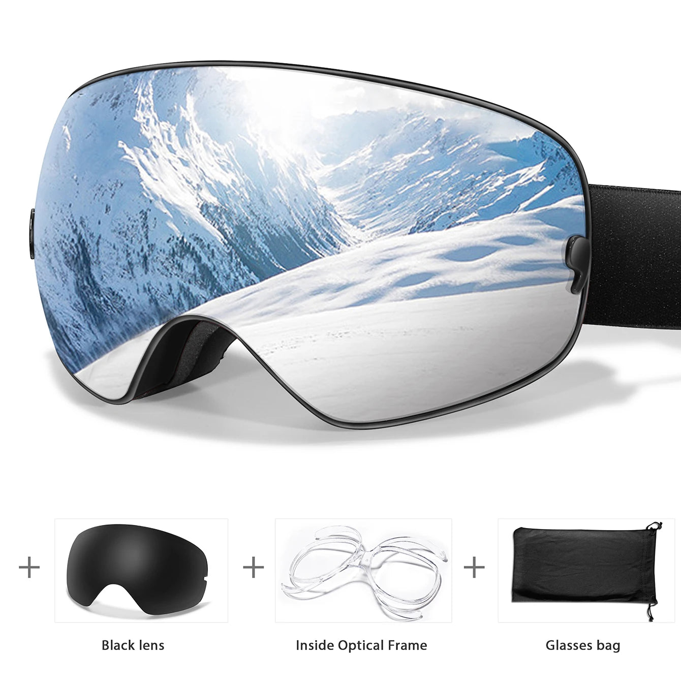 Men & Women Ski Goggles – Anti-Fog Snowboarding/Snowmobile Glasses with UV400 Changeable Lens, Outdoor Sports & Cycling