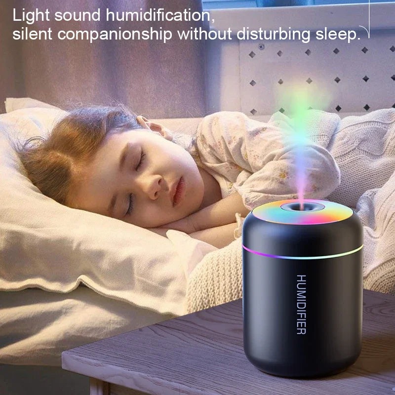 180ML Mini USB Air Humidifier – Essential Oil Aroma Diffuser with Colorful Lights, Mist Maker for Home, Car & Office