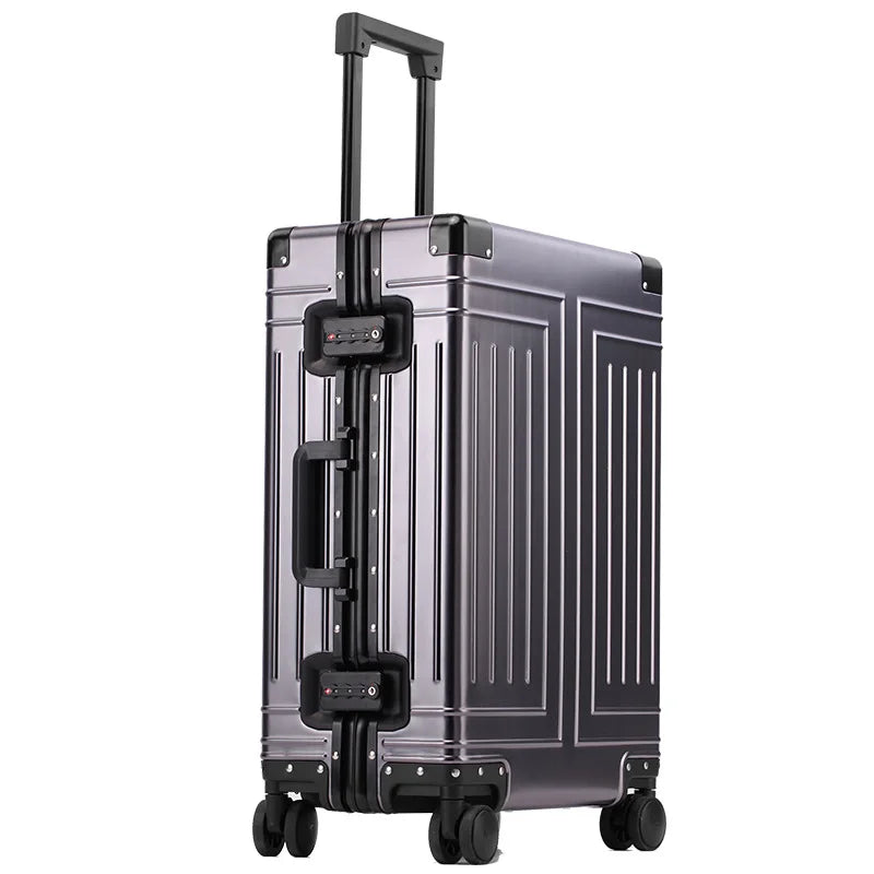 Durable Aluminum Luggage Sets | 100% Aluminum Suitcase with Wheels for Men & Women | Cabin Carry-On Travel 20/24/26/28 Inch