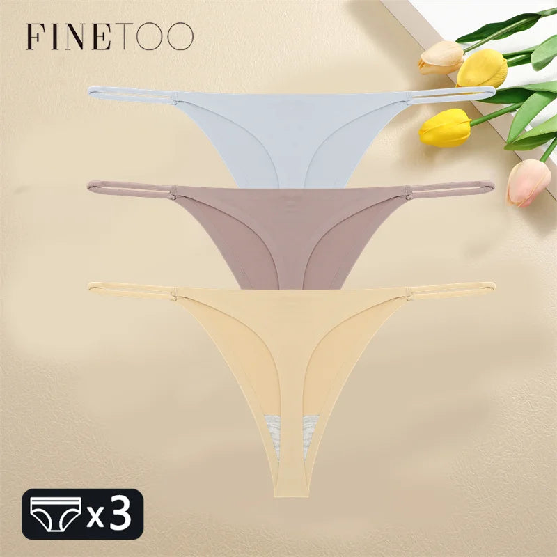 FINETOO 1PCS Women Seamless Thongs – Sexy Low Waist Bikini Panties, Traceless T-Back, XS-XL