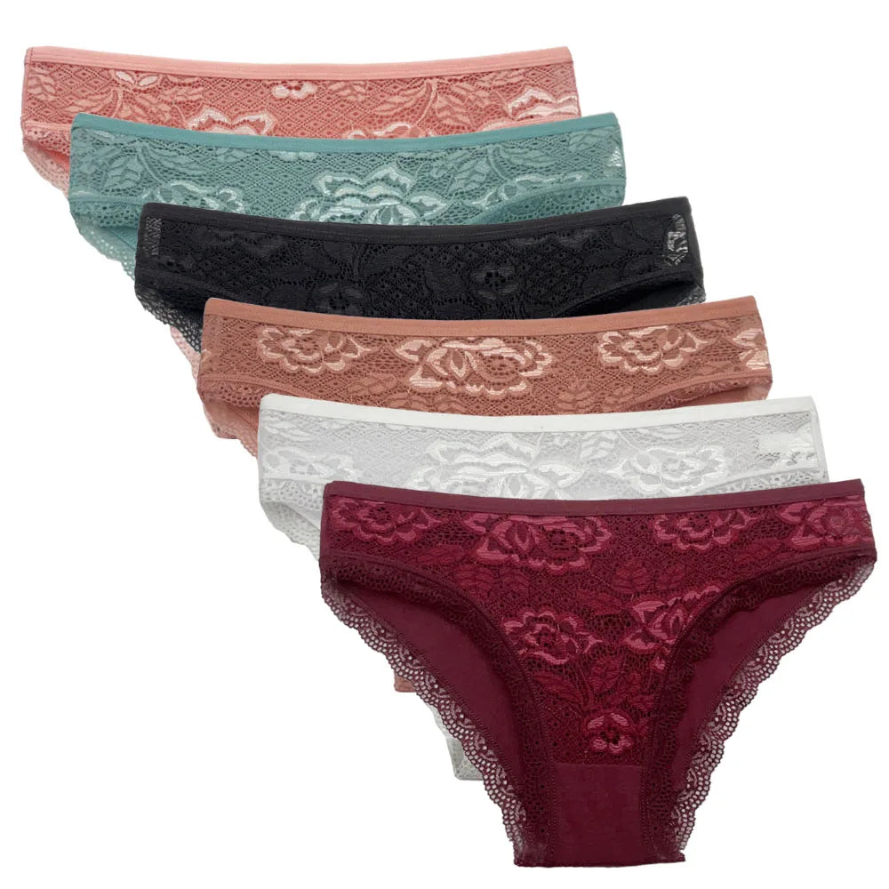5PCS Women’s Cotton Briefs – Lace Seamless Panties Underpants, Comfortable Soft Lingerie