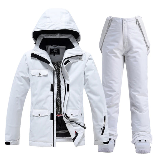 Men & Women Snow Suit Set – Waterproof Windproof Ski Jacket & Ski Pants, Pure Color Winter Snowboard Clothing (-30°C)