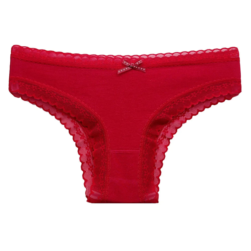 5PCS Set Women's Cotton Lace Low Waist Panties Sexy Underwear Briefs M-XL