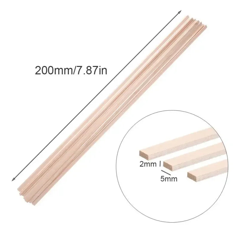 20–50pcs Balsa Wood Sticks – Square Craft Rods for DIY Model Building, Carving & Handicraft Making