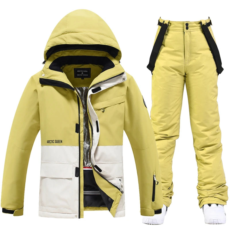 Men & Women Snow Suit Set – Warm -30°C Ski Jacket and Pants, Fashion Winter Snowboarding Clothing, Unisex