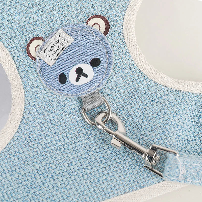 طقم حزام ومقود أرنب لطيف - سترة أرنب قابلة للتعديل للمشي في الهواء الطلق