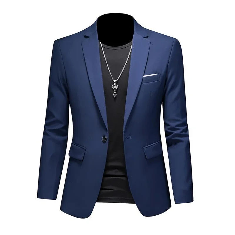Men's High-End Solid Color Blazer – Casual Business & Groom Wedding Suit Jacket