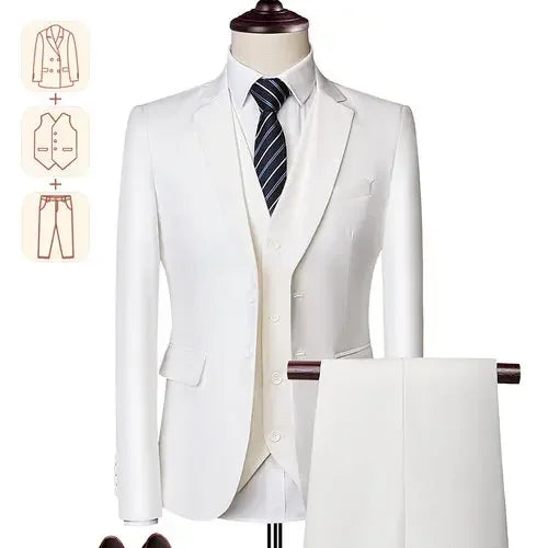 2025 Men's Business Casual Suit – Solid Color Formal Wedding & Prom Tuxedo Set