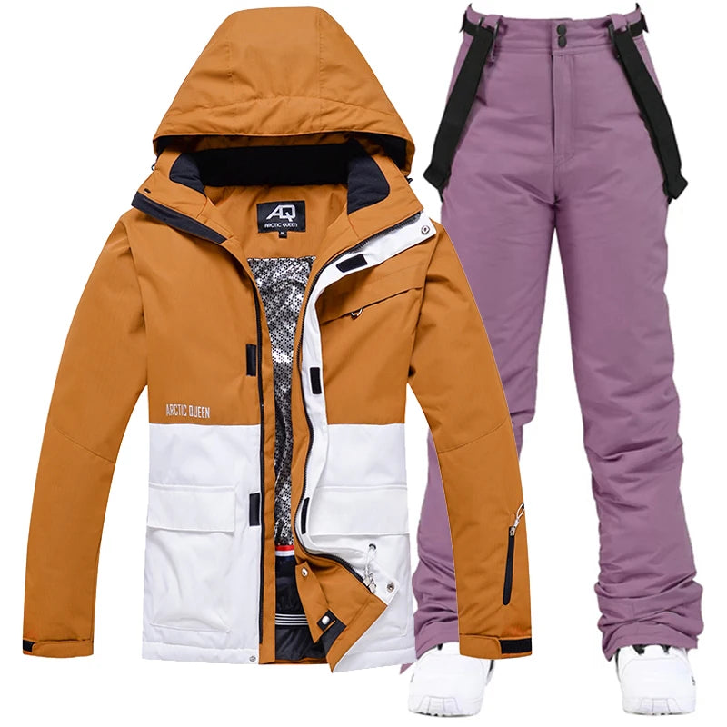 Men & Women Snow Suit Set – Warm -30°C Ski Jacket and Pants, Fashion Winter Snowboarding Clothing, Unisex