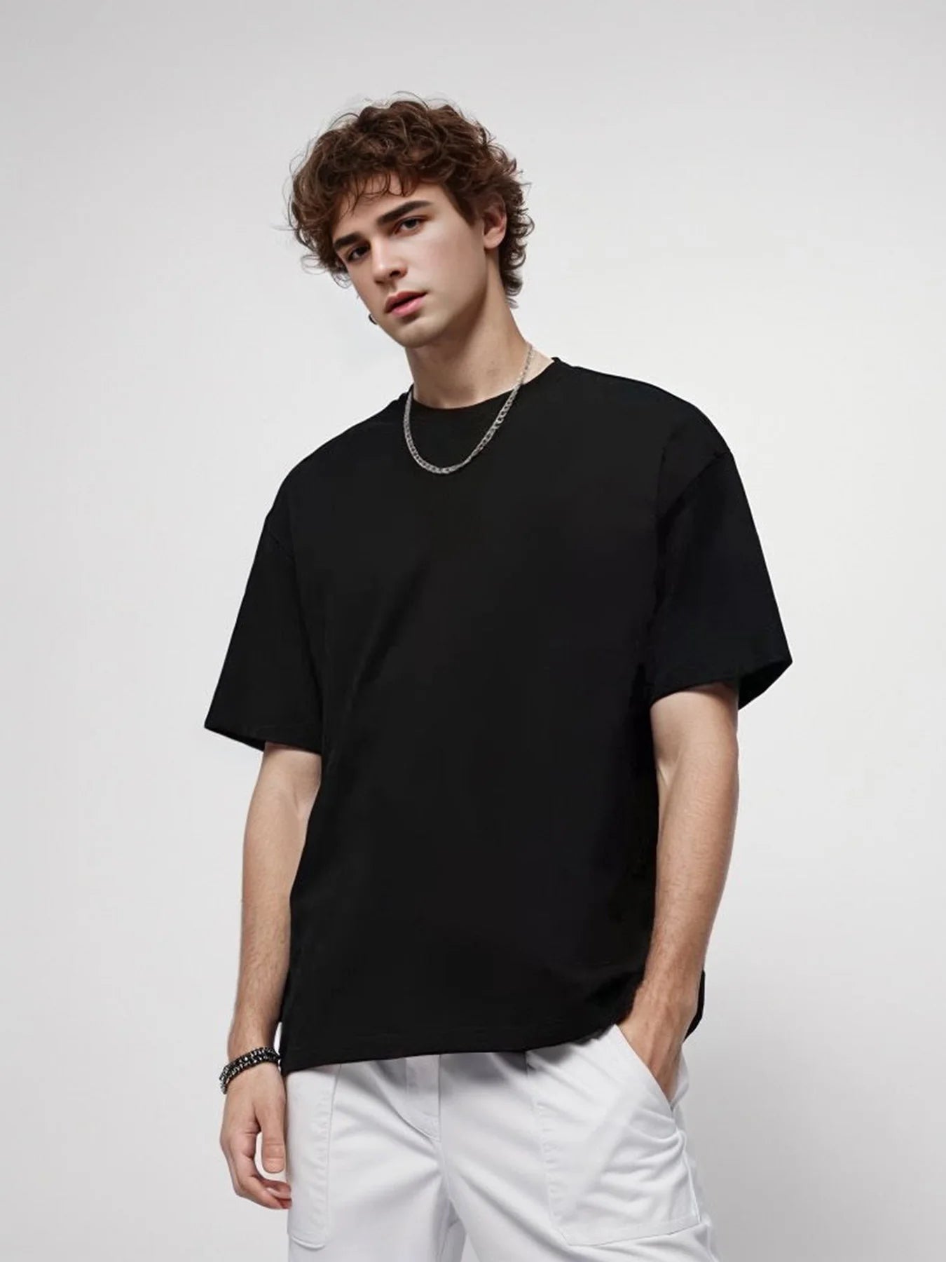 Men’s Oversized Heavyweight T-Shirt – 9.9oz 280gsm Cotton Short Sleeve Tee, Solid Color Trendy Casual