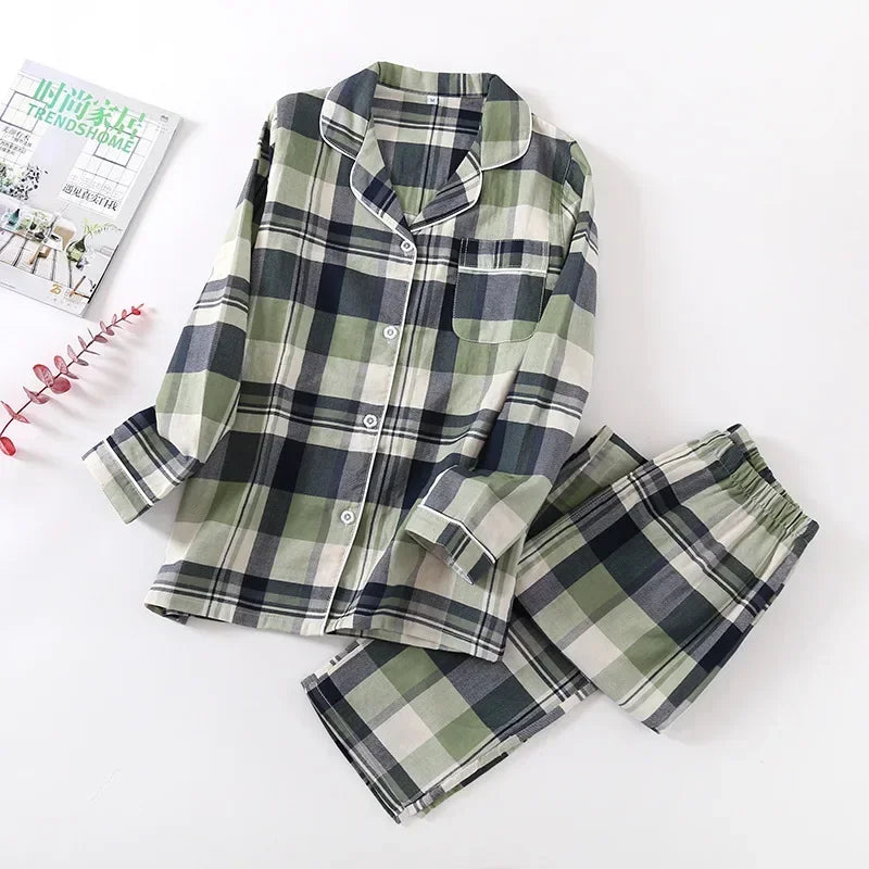 2025 Kimono Femme Maple Leaf Pajama Set | 100% Gauze Cotton Long Sleeve Sleepwear for Women | Autumn Pyjamas Hot Sale