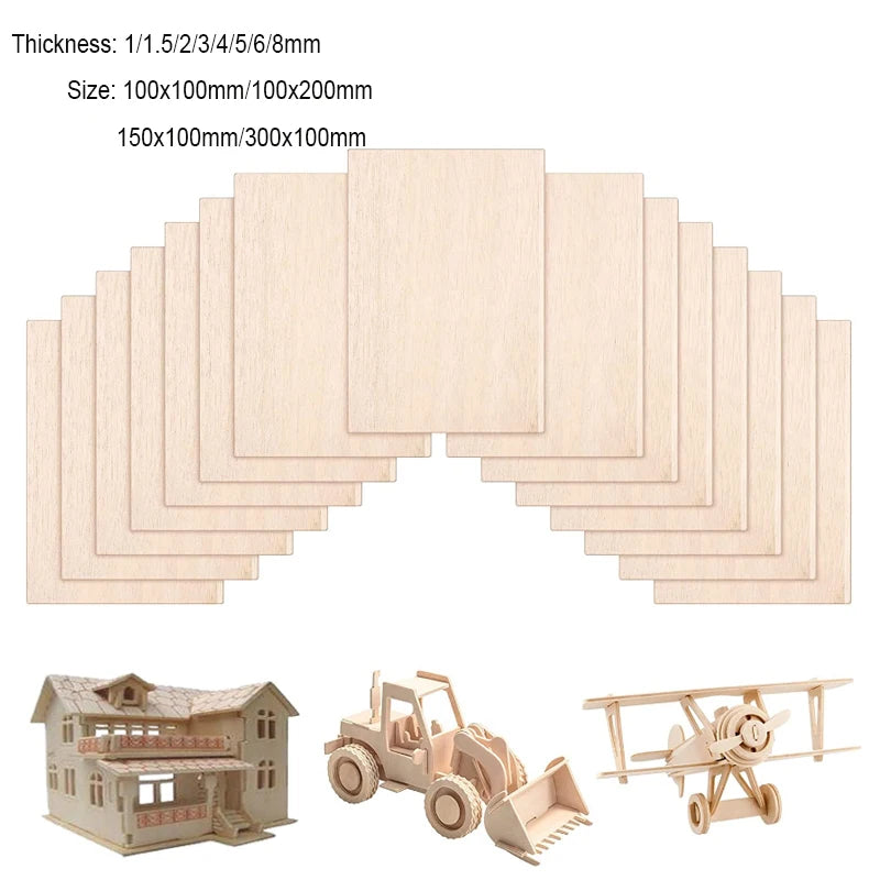 5pcs Balsa Wood Sheets – 100/150/200/300mm Long, 100mm Wide, 1–8mm Thick for DIY Craft Projects
