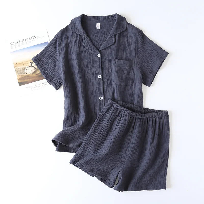 Short Sleeve Pajama Set for Women | Summer Casual 2 Piece Sleepwear Shorts Suit | Thin Fashion Loungewear