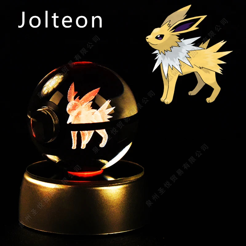 Pokémon 3D Crystal Ball Night Light – Pikachu, Gengar & Mewtwo Pokéball Glass Lamp for Kids Birthday Gifts