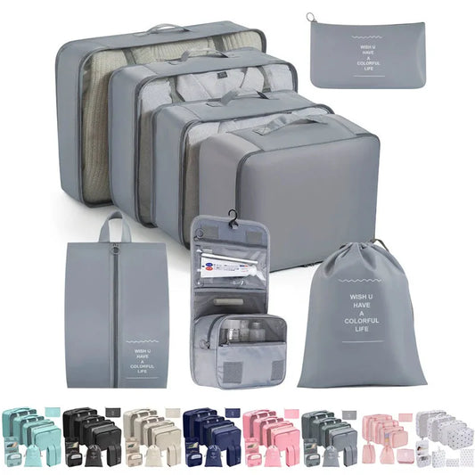 Travel Organizer Set | 8-Piece Suitcase Packing Cubes & Luggage Storage Bags for Clothes and Shoes