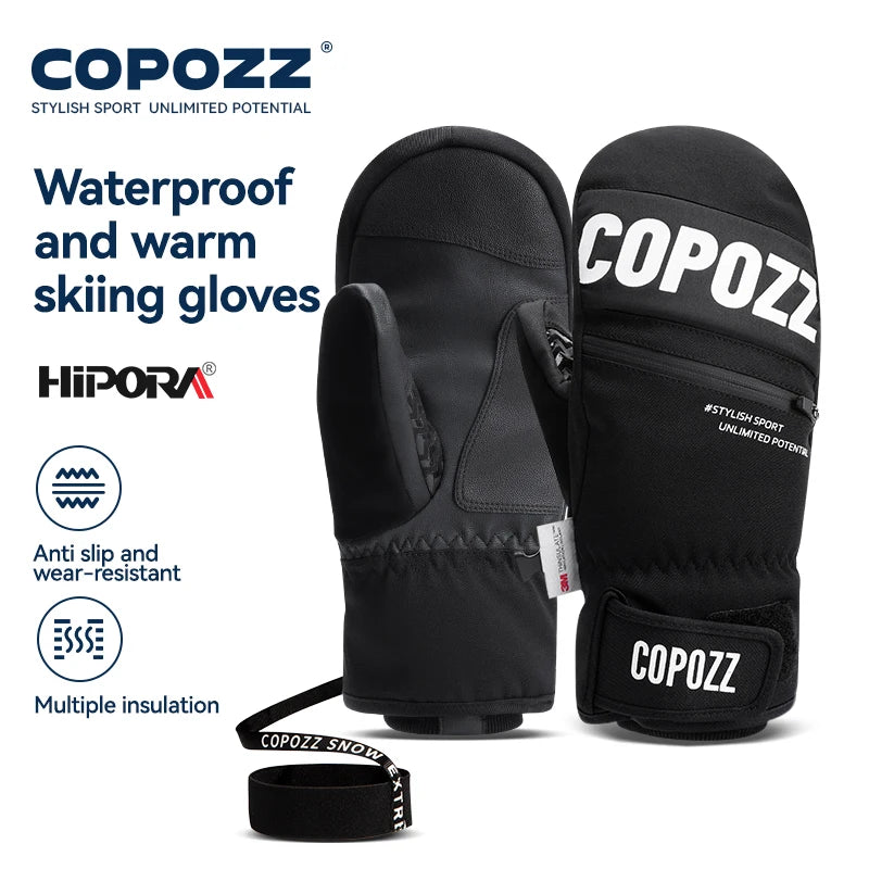COPOZZ 3M Thinsulate Snowboard Ski Gloves – Thick Windproof Thermal Winter Mittens for Adults & Teenagers, Snowmobile Sports