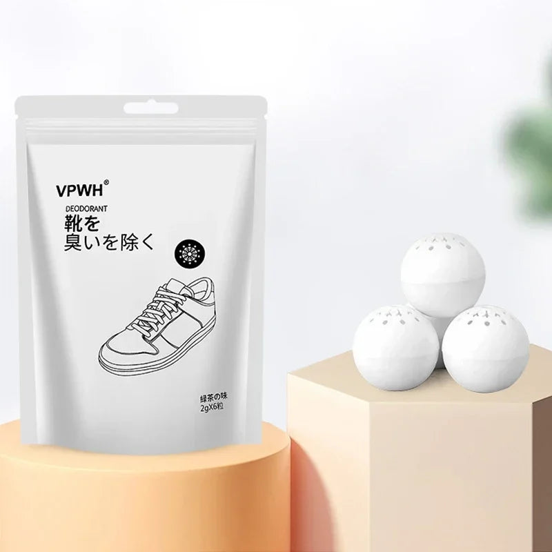 6 كرات مزيلة لرائحة الأحذية - معطر برائحة الفواكه للأحذية والخزائن ومنتجات العناية بالقدمين مع تأثير مزيل للروائح ومعقم