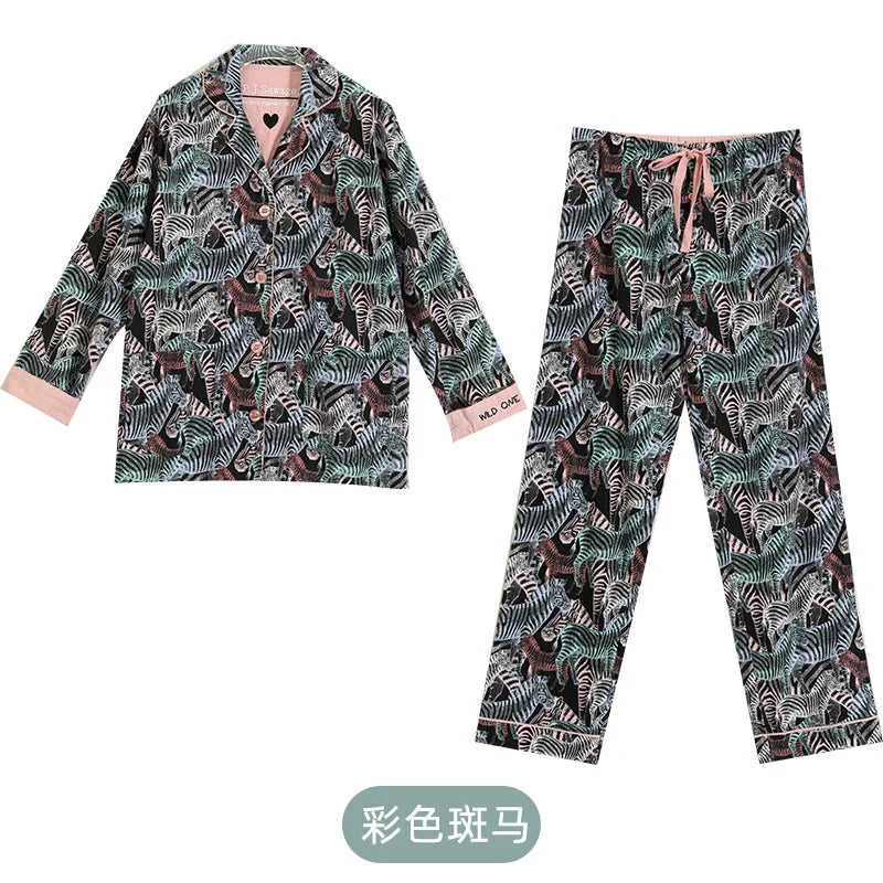 New Women's Loungewear Set | 100% Cotton Loose Cartoon 2-Piece Pajamas | Casual Sleepwear Outfit