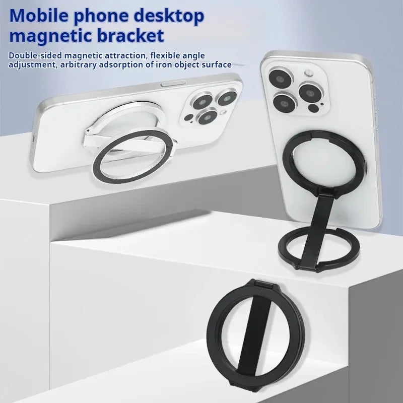 Strong Magnetic Phone Holder for MagSafe – Double-Sided Folding Ring Stand, Portable Magnet Bracket for iPhone 14/15 and Xiaomi