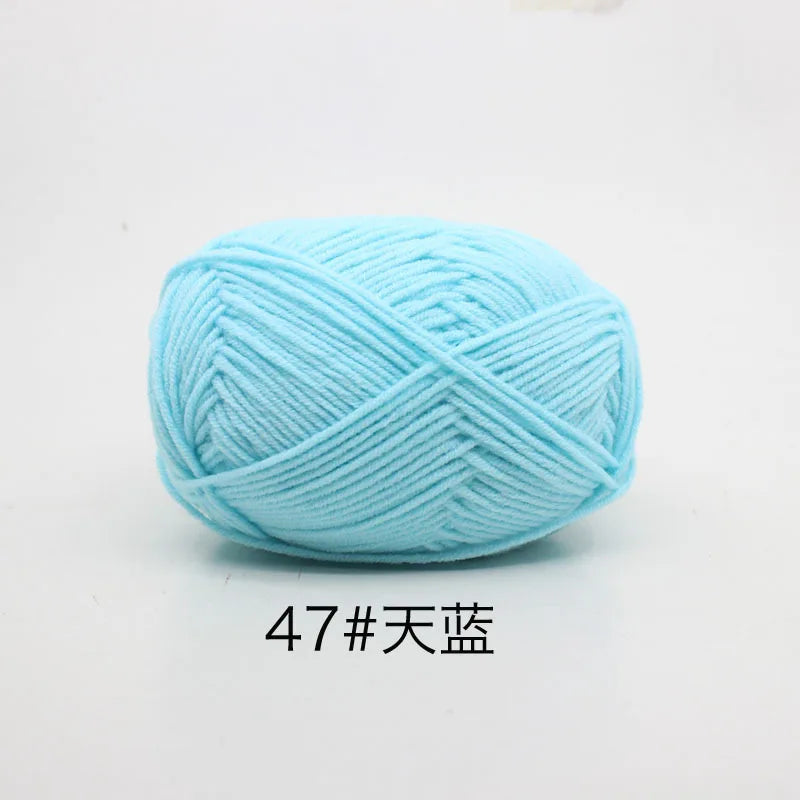 40–50g 4-Ply Milk Cotton Yarn (80%) – Dyed Knitting & Crochet Yarn for Sweaters, Hats, Dolls & Crafts