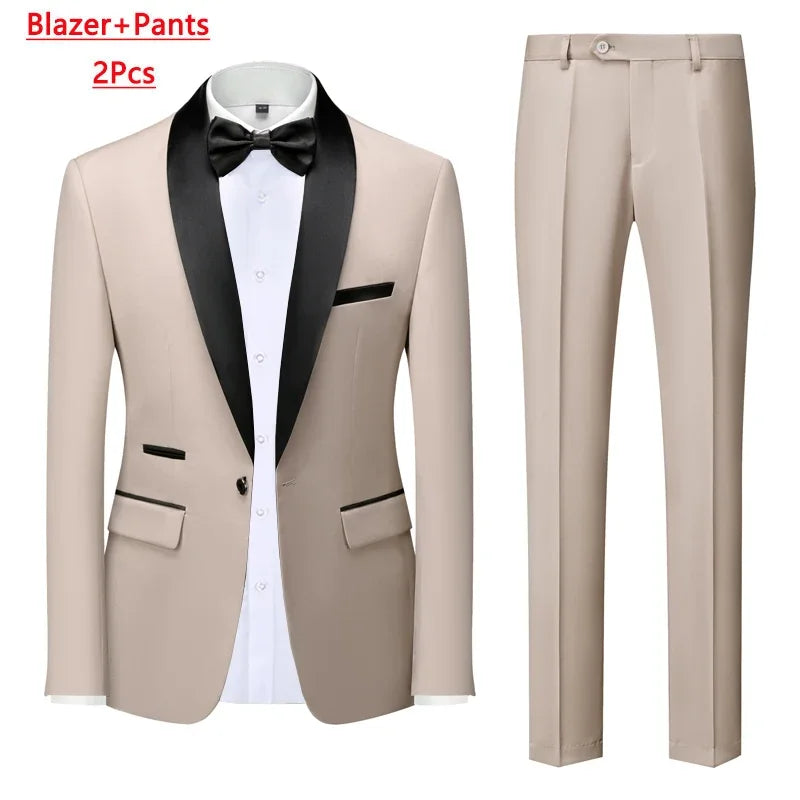 Men's M-6XL Formal 3-Piece Suit – Jacket, Vest & Pants for Business, Wedding & Parties