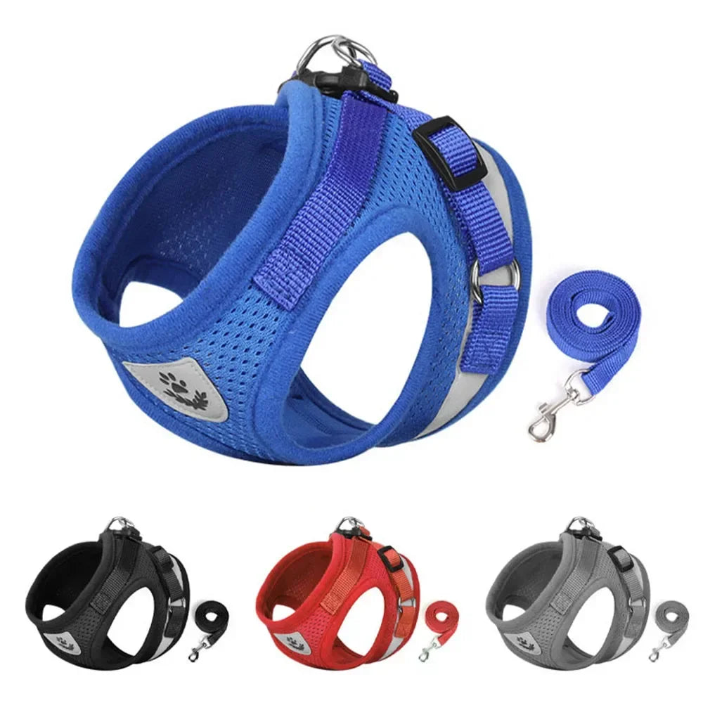 Cat & Small Dog Harness Leash Set – Reflective Escape-Proof Adjustable Vest