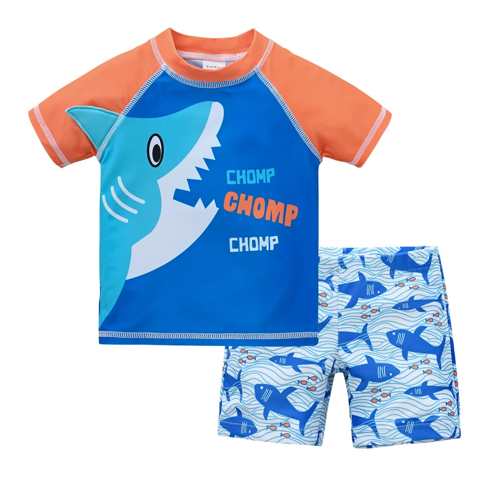 Boys 2 Piece Swimsuit Set Cool Print Kids Swimwear Beach Surfing Shorts
