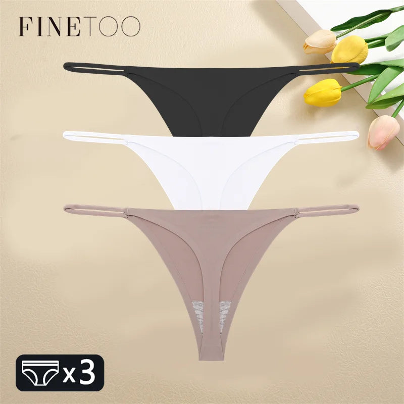 FINETOO 1PCS Women Seamless Thongs – Sexy Low Waist Bikini Panties, Traceless T-Back, XS-XL