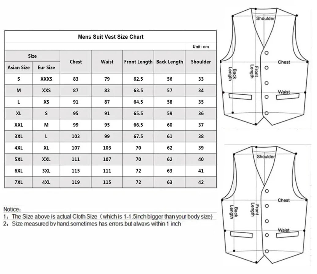 Men's Single-Breasted Slim Fit Vest – High-End Grey/Black Formal Business Waistcoat 7XL