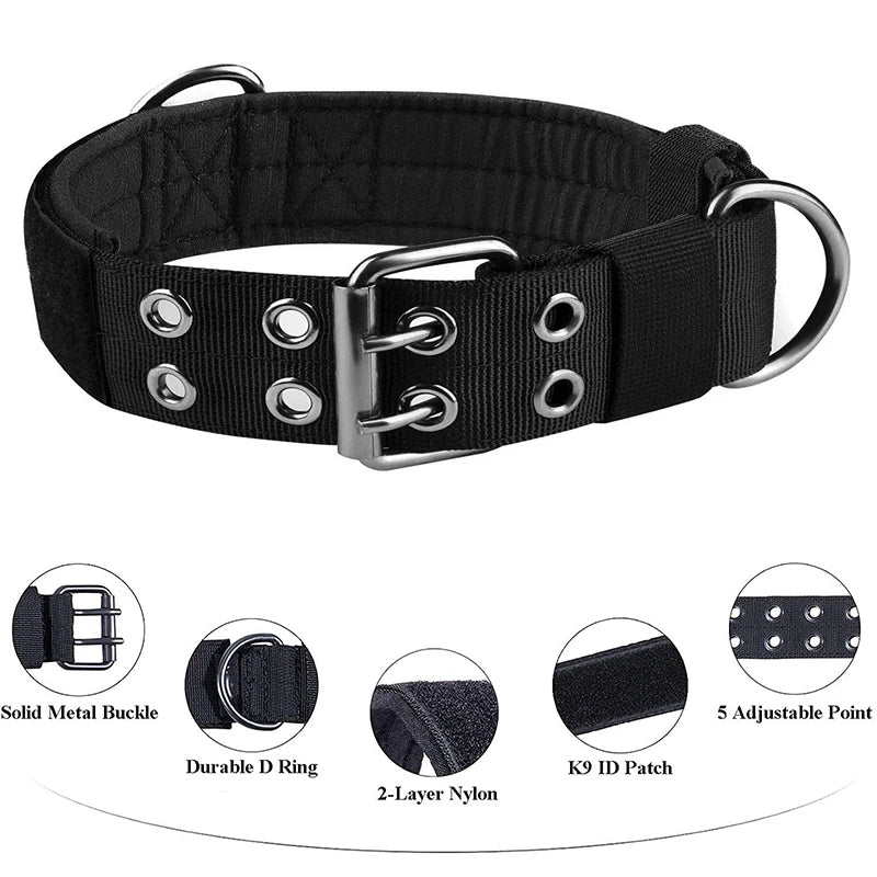 Medium to Large Nylon Tactical Dog Collar – Adjustable & Durable for Medium and Large Dogs